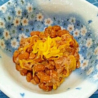 納豆の食べ方-食用菊♪